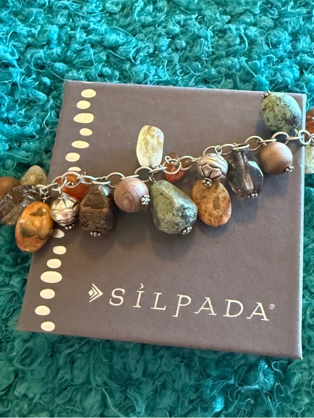 Silpada Jewelry Silver with Multi-Stone Charm Bracelet